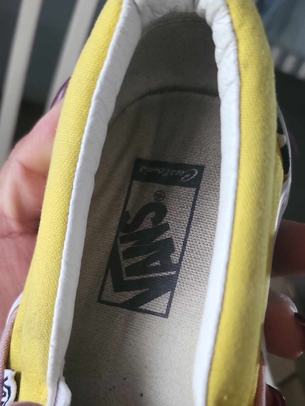 Vans Slip-On Sunflower Checkerboard Sneakers - Yellow, Black, Pink - Picture 9 of 10